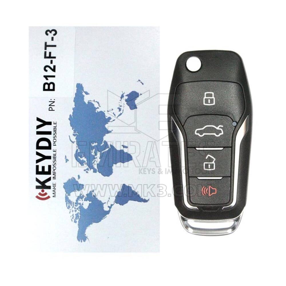 Keydiy KD Flip Universal Remote Key Type 3 + 1 Botones Ford Type B12-4 Funciona con KD900 y KeyDiy KD-X2 Remote Maker and Cloner | Claves de los Emiratos