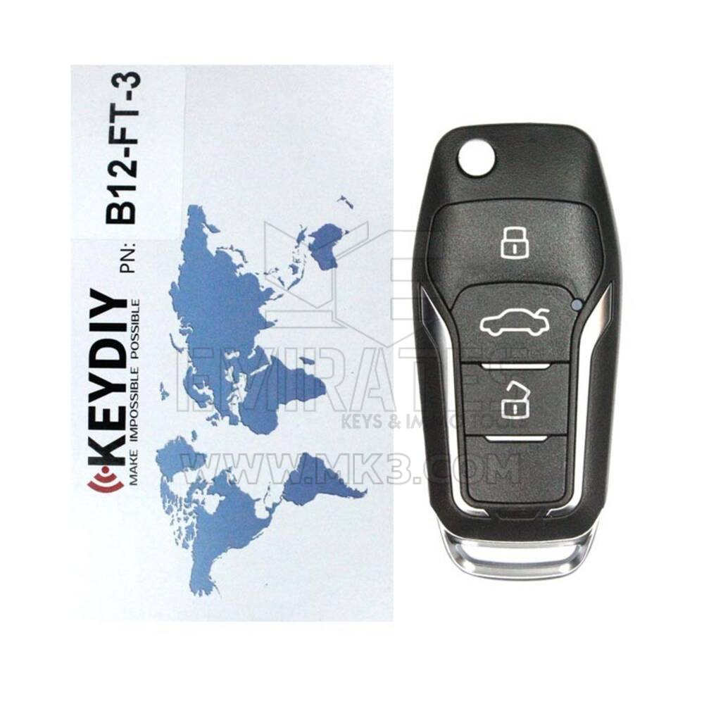 Keydiy KD Universal Flip Remote Key 3 Pulsanti Ford Tipo B12-3 Funziona con KD900 e KeyDiy KD-X2 Remote Maker e Cloner | Emirati Keys