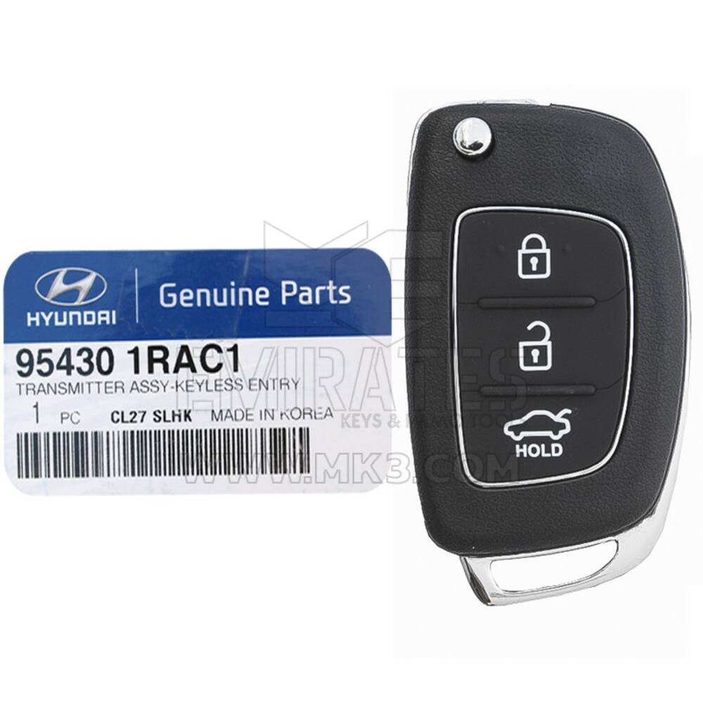 Nuevo Hyundai Accent 2017 Genuine/OEM Flip Remote Key 3 Botones 433MHz 95430-1RAC1 954301RAC1 / FCCID: RKE-4F08 | Claves de los Emiratos