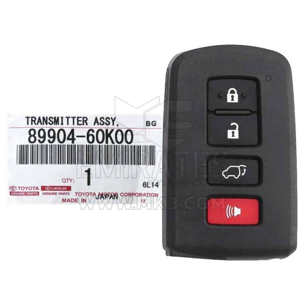 Llave inteligente original/OEM de 4 botones y 433 MHz para Toyota Land Cruiser 2016-2017, nueva, número de pieza OEM: 89904-60K00/89904-60K60/89904-60K01, FCCID: BH1EW | Emirates Keys
