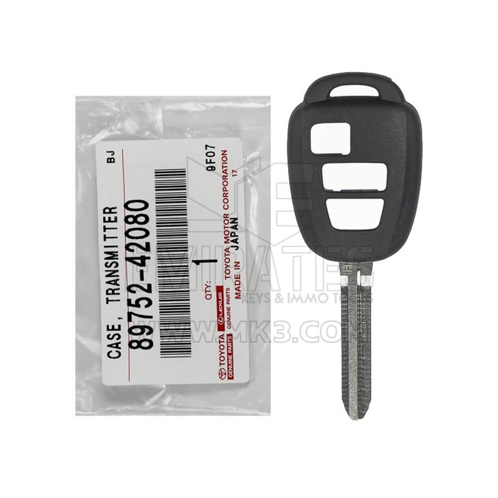 Toyota Rav4 2013-2017 Coque de clé télécommande d'origine 3 boutons Transpondeur H Numéro de pièce OEM : 89752-42080 | Clés des Émirats