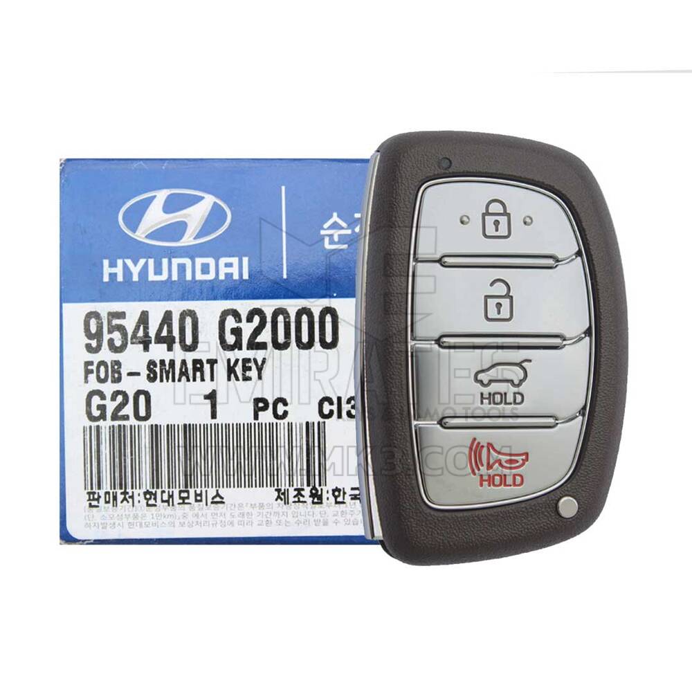 NOVO Hyundai Ioniq Hybrid Electric 2017-2019 Genuine/OEM Smart Key Remote 4 Buttons 433MHz 95440-G2000 95440G2000 / FCCID: TQ8-FOB-4F11 | Chaves dos Emirados