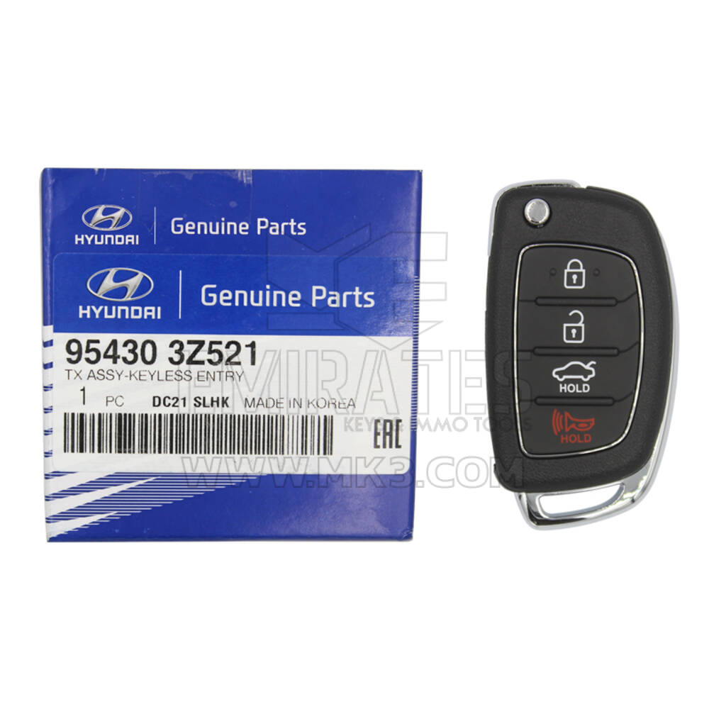 NOVO Hyundai I40 2013-2015 Genuine/OEM Flip Remote Key 4 Buttons 433MHz 4D Transponder 95430-3Z521 95430-3Z521 / 95430-3Z520 / FCCID: SEKS-VF123BTX | Chaves dos Emirados