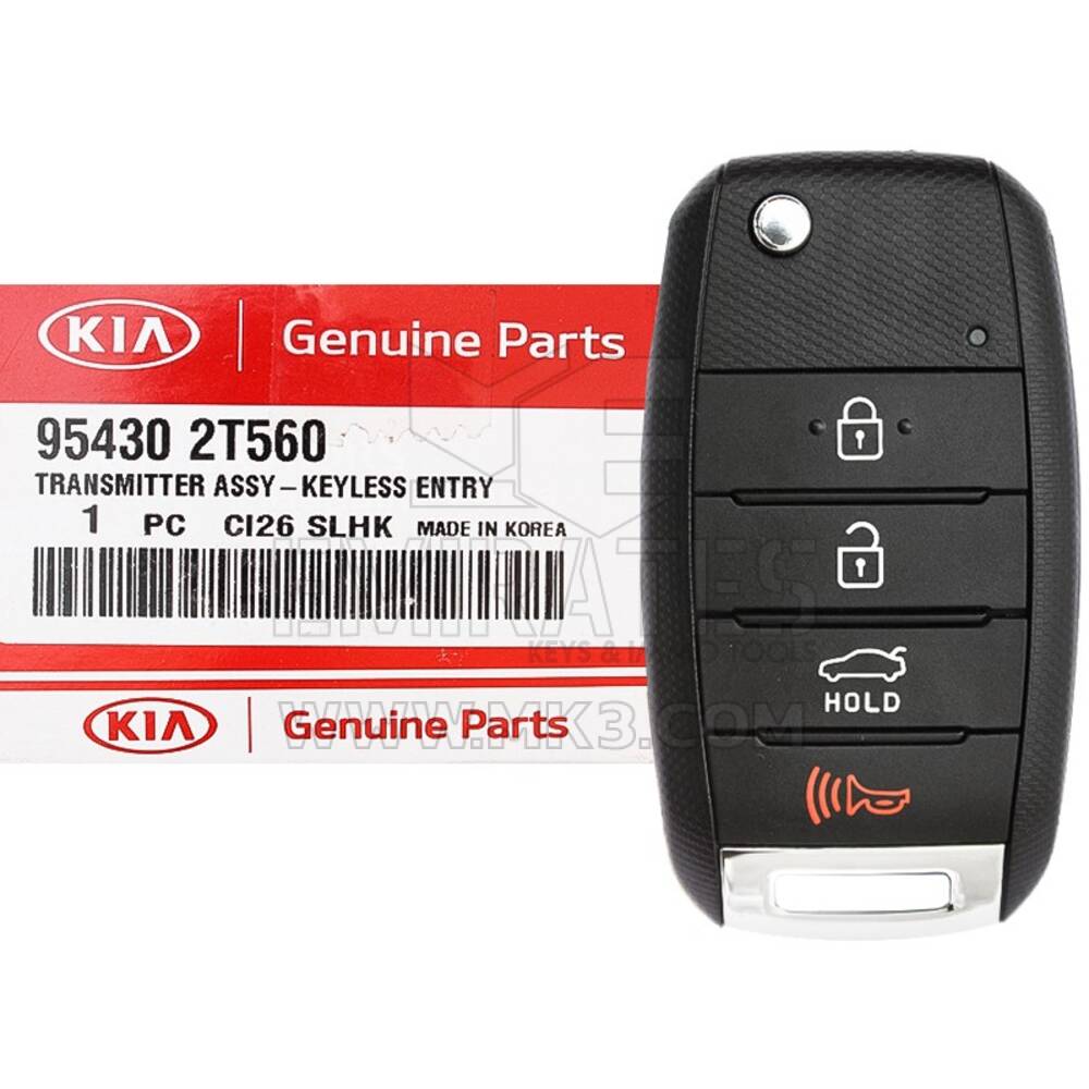 NOVO KIA Optima 2014-2015 Genuine/OEM Flip Remote Key 4 Buttons 315MHz Sem Transponder 95430-2T560 954302T560 / FCCID: NYODD4TX1306-TFL | Chaves dos Emirados