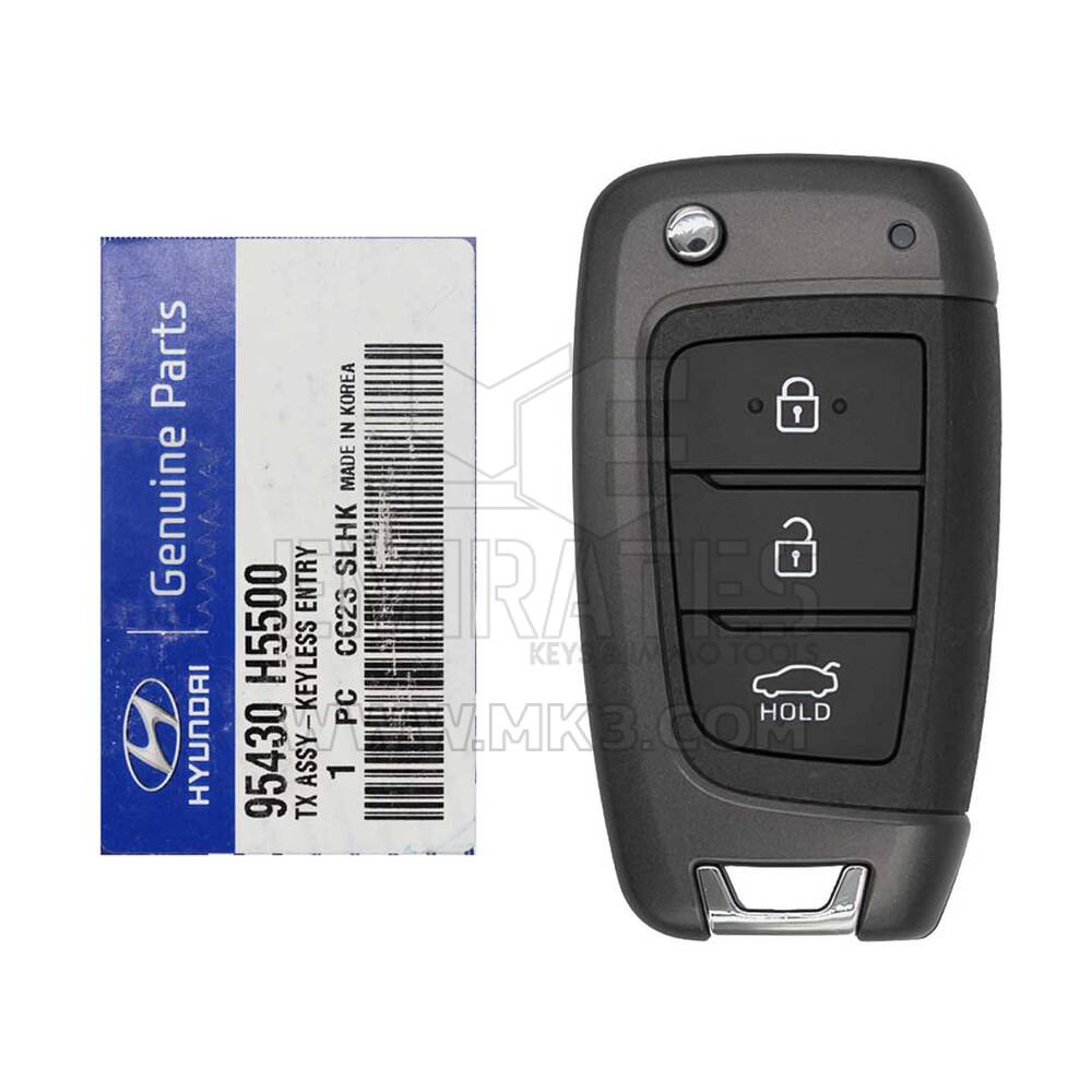 NOVO Hyundai Accent 2018 Genuine/OEM Flip Remote Key 3 Buttons 433MHz 4D Transponder 95430-H5500 95430H5500, 95430-H6500 | Chaves dos Emirados