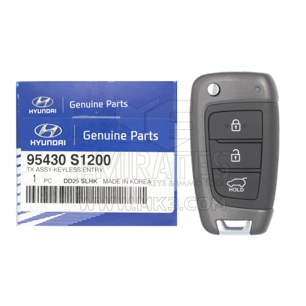NOVO Hyundai Santa Fe 2018 Genuine/OEM Flip Remote Key 3 Buttons 433MHz 95430-S1200 95430S1200 | Chaves dos Emirados