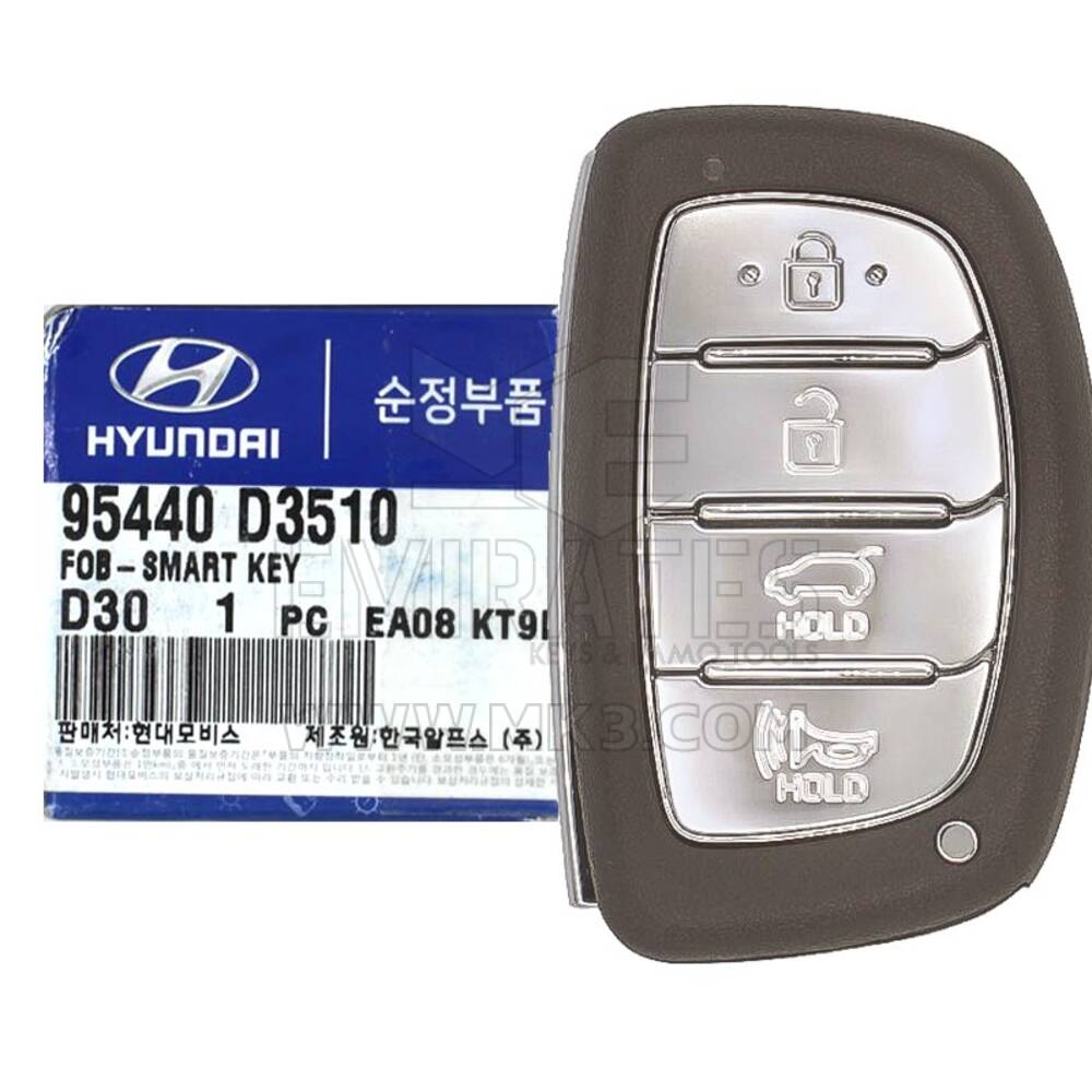 NOVO Hyundai Tucson 2018-2020 Genuine/OEM Smart Remote Key 4 Buttons 433MHz 95440-D3510 95440D3510 / FCCID: TQ8-FOB-4F11 | Chaves dos Emirados
