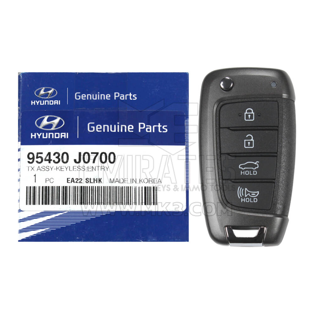 NUEVO Hyundai Accent 2018-2020 Genuine/OEM Flip Remote Key 4 Botones 433MHz 95430-J0700 95430J0700, FCCID: NYOSYEC4TX1707 | Claves de los Emiratos