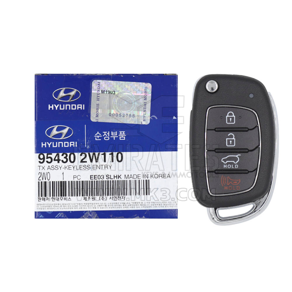 YENİ Hyundai Santa Fe 2016-2018 Orijinal/OEM Çevirmeli Uzaktan Anahtar 4 Düğme 433MHz 95430-2W110 954302W110 / FCCID: TQ8-RKE-4F31 | Emirates Anahtarları