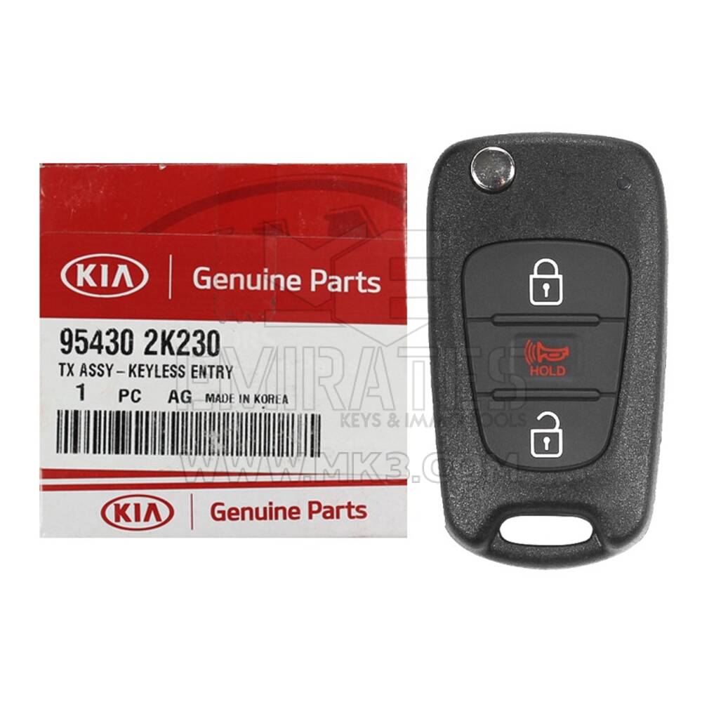 NOVO KIA Soul 2012 Original / OEM Flip Remote Key 3 Button 433MHz OEM Part Number: 95430-2K230 / 954302K230 / FCCID: SEKS-AM08FTX | Chaves dos Emirados