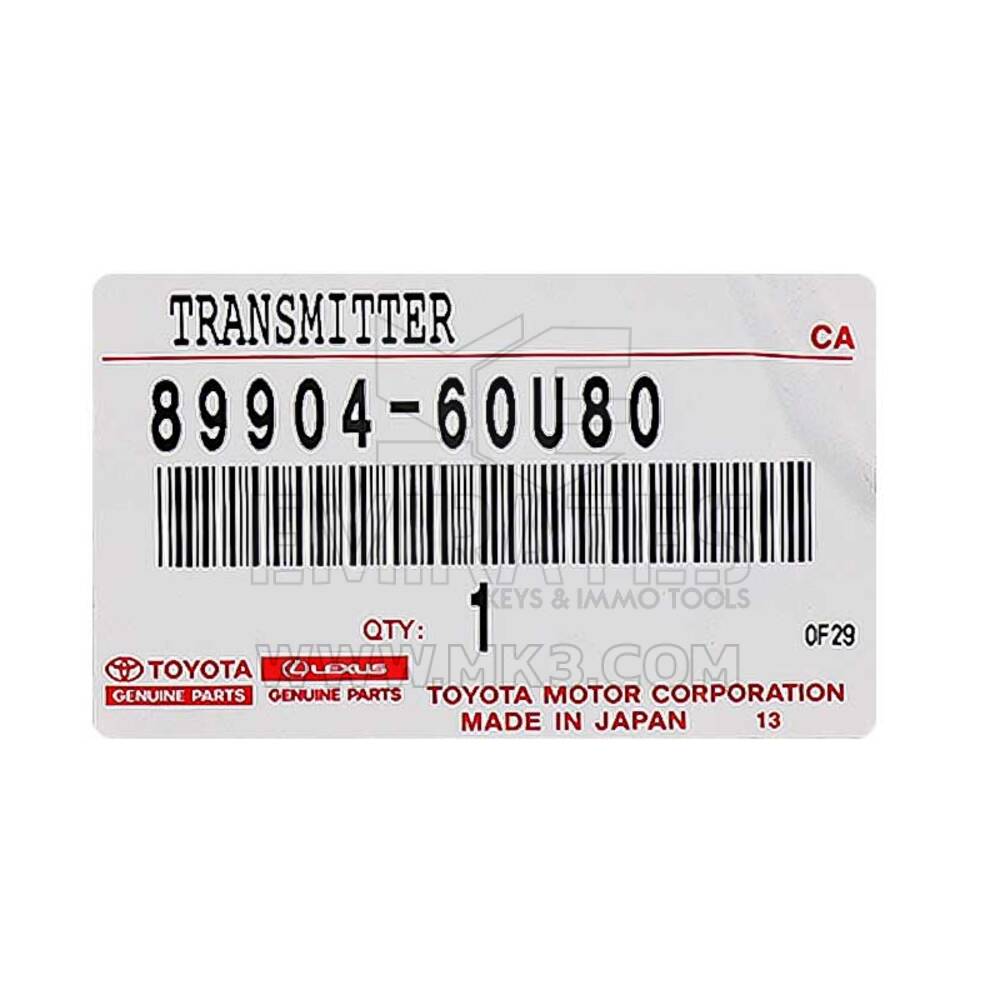 Clé à distance intelligente Lexus GX460 2020 authentique/OEM 4 boutons 315 MHz Numéro de pièce du fabricant : 89904-60U80, 8990460U80 / FCCID : HYQ14FBF | Clés Emirates