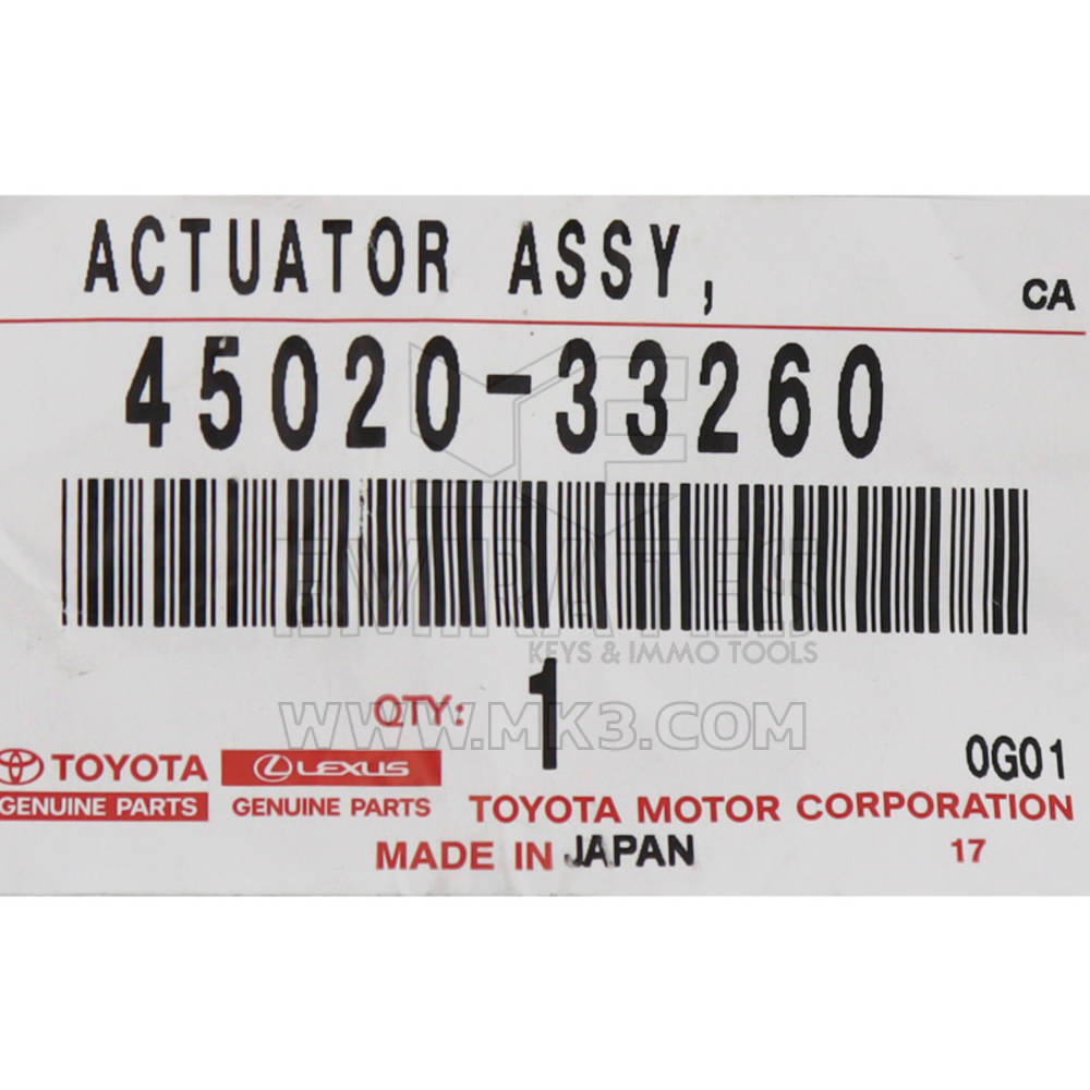 New Lexus ES 2019 Actuator Assembly, Steering Lock (W/ECU) 45020-33260 Manufacturer Part Number: 45020-33260 4502033260 | Emirates Keys