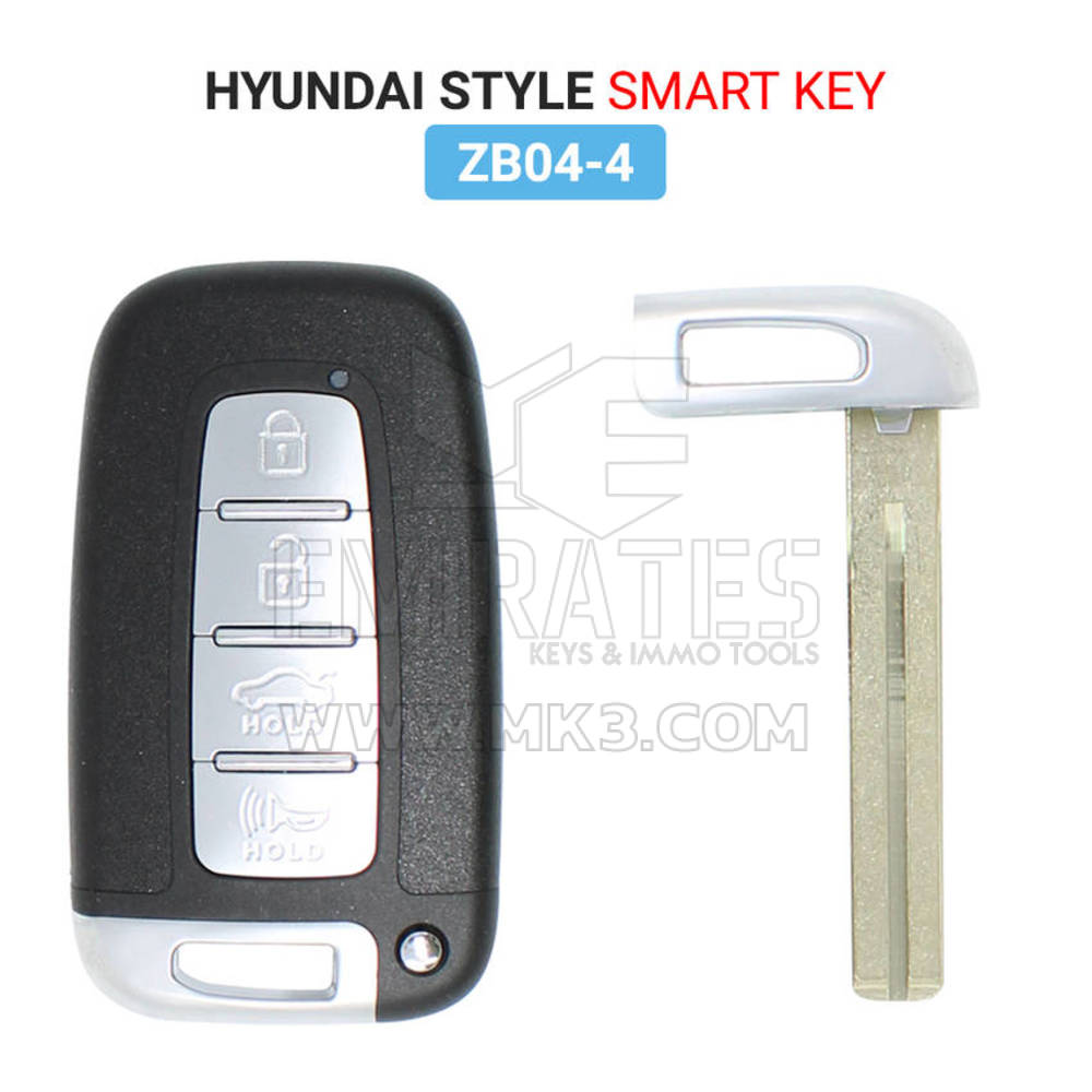 Keydiy KD Universal Smart Remote Key 3 + 1 Botones Hyundai Tipo ZB04-4 Funciona con KD900 y KeyDiy KD-X2 Remote Maker and Cloner | Claves de los Emiratos