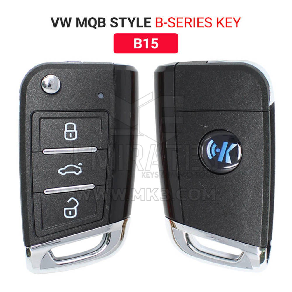 Keydiy KD-X2 Universal Flip Remote Key 3 أزرار VW MQB النوع B15 تعمل مع KD900 و KeyDiy KD-X2 Remote Maker و Cloner | الإمارات للمفاتيح