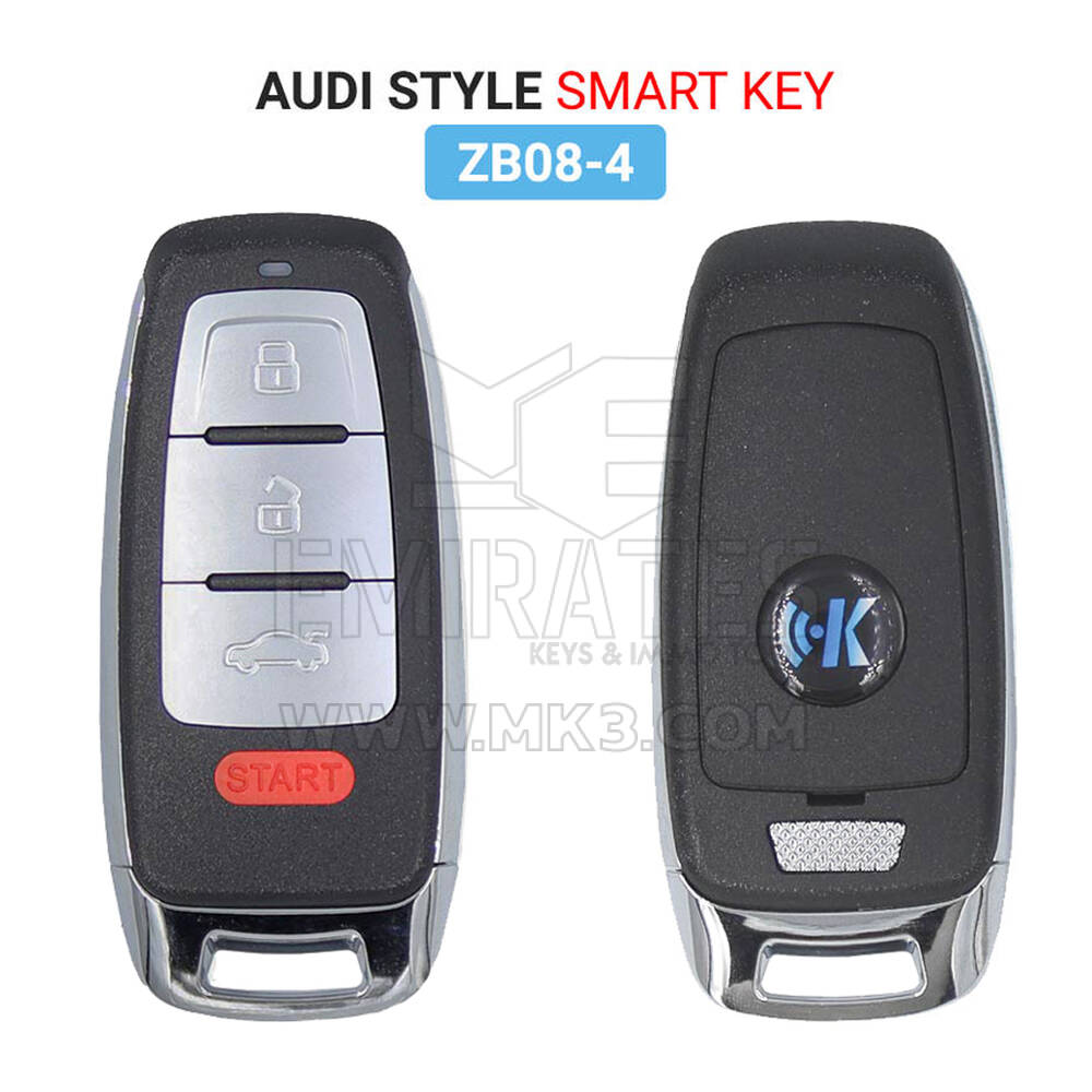 Keydiy KD Universal Smart Remote Key 3+1 pulsanti Audi tipo ZB08-4 Funziona con KeyDiy KD-X2 Remote Maker e Cloner | Chiavi degli Emirati