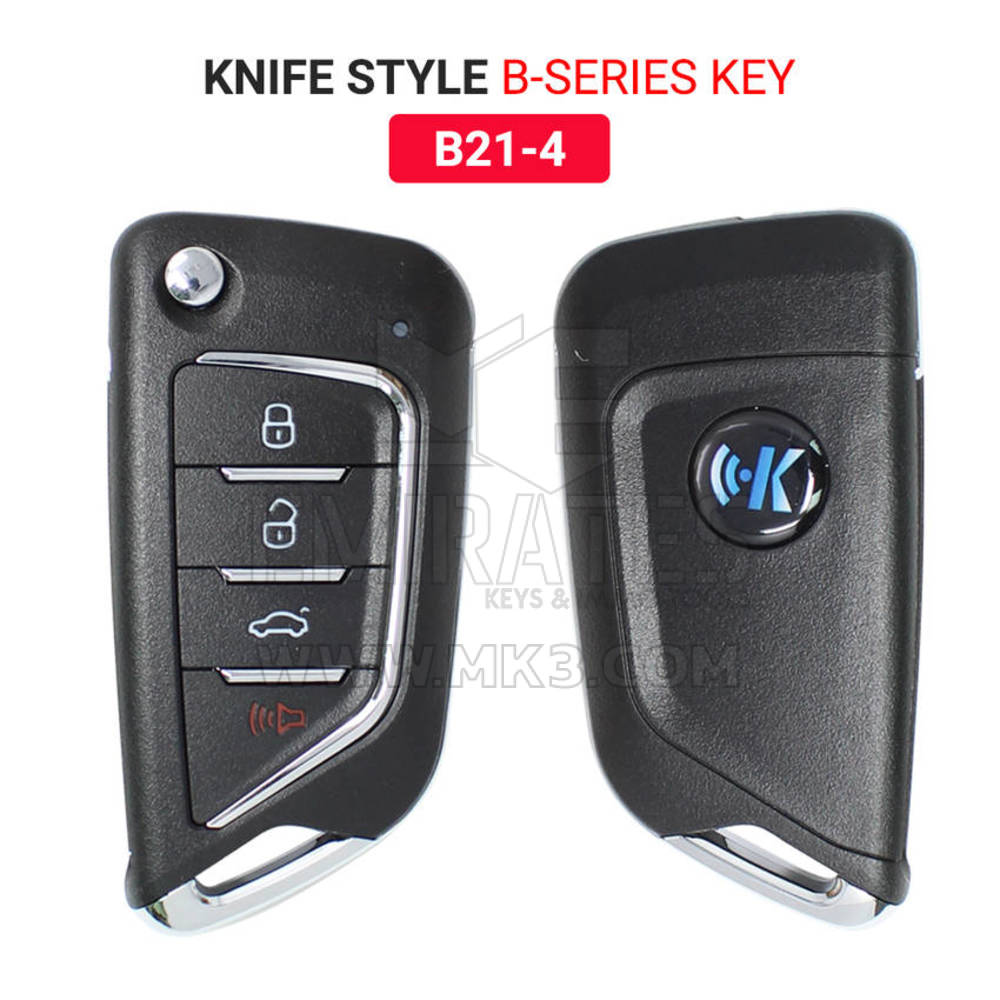 Nouveau KeyDiy KD Universal Flip Remote Key 3 + 1 Boutons Couteau Type B21-4 Fonctionne avec KeyDiy KD-X2 Remote Maker and Cloner | Clés Emirates