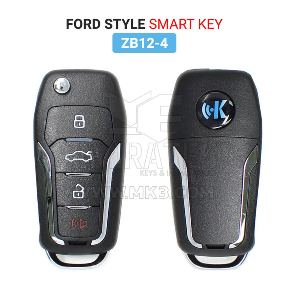 Novo KeyDiy KD Universal Smart Remote Key 3+1 Botão Ford Tipo ZB12-4 Trabalho com KeyDiy KD-X2 Remote Maker e Cloner | Chaves dos Emirados