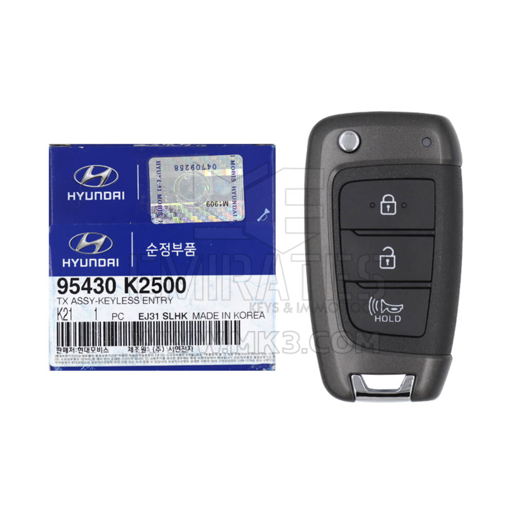 NUEVA llave remota abatible Hyundai Venue 2020 genuina/OEM 3 botones 433MHz 95430-K2500 95430K2500 / FCCID: SY5FD1GRGE03 | Cayos de los Emiratos