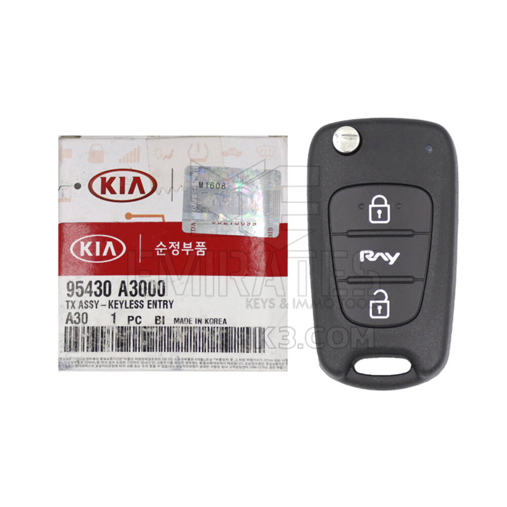 LIKE NEW KIA Ray 2010 Original Flip Remote Key 2 Buttons 433MHz Manufacturer Part Number: 95430-A3000 FCCID: RKE-4A01 | Emirates Keys