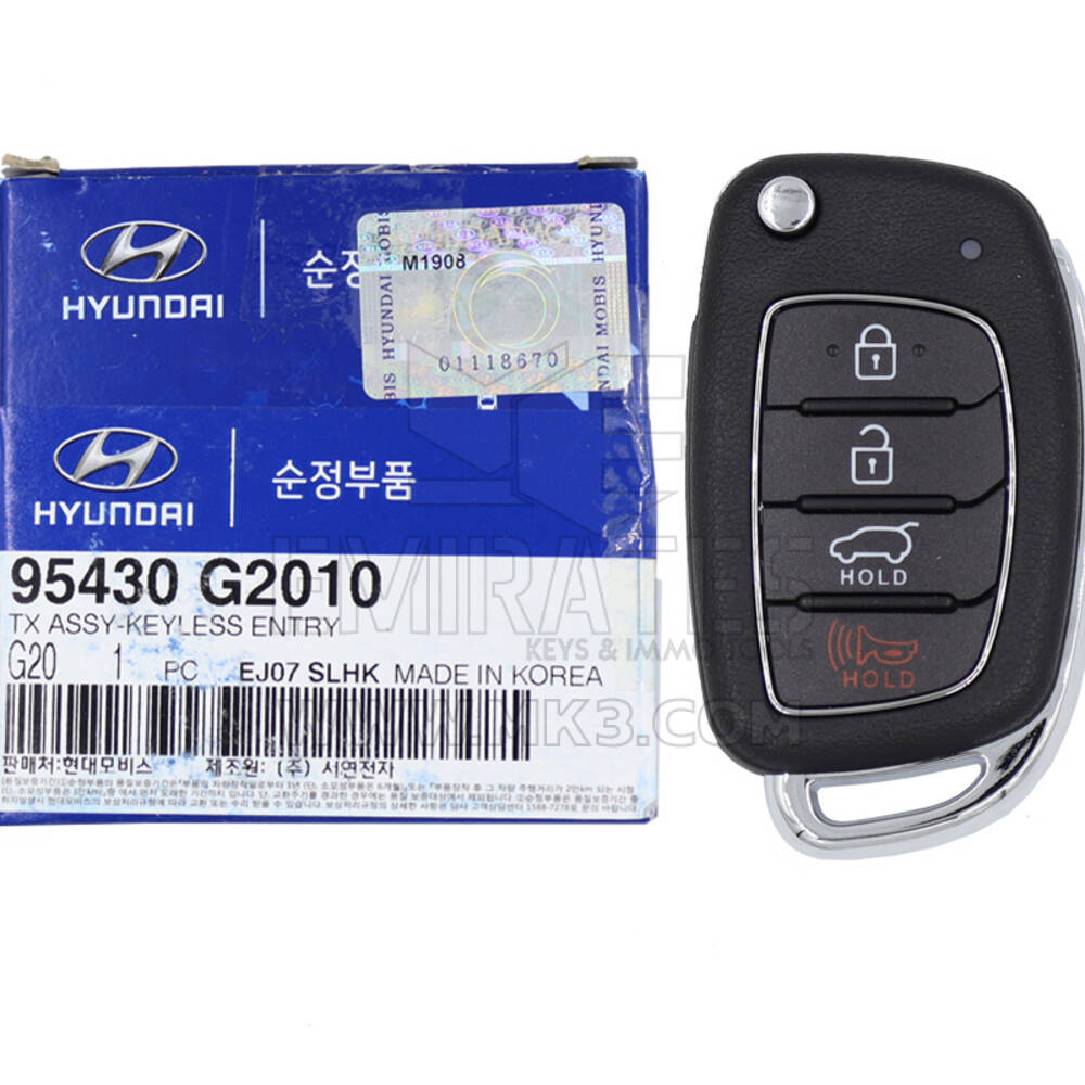 NUEVO Hyundai Ioniq 2019 Genuine/OEM Flip Remote Key 4 Botones 433MHz 95430-G2010 95430G2010, FCCID: SY5AERGE04 | Claves de los Emiratos