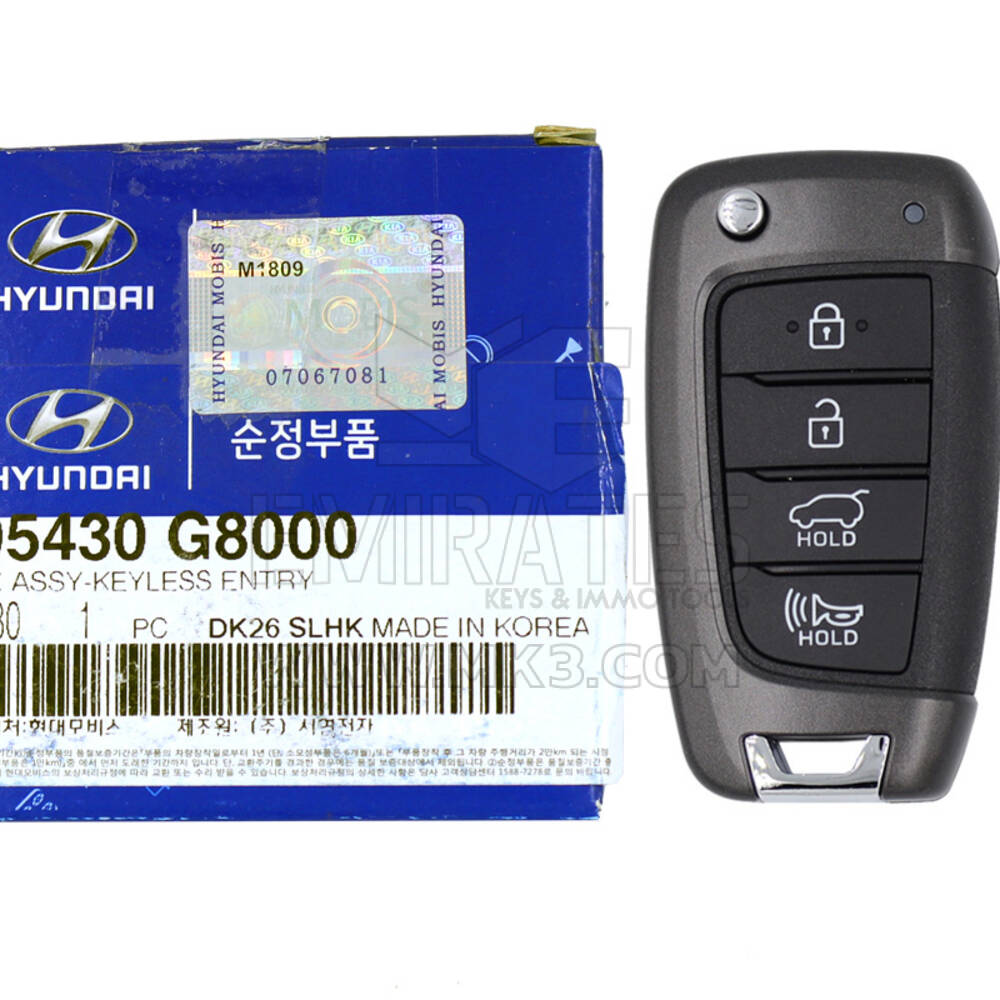 Hyundai Granduer 2018 جديد أصلي / OEM Flip Remote Key 4 أزرار 433MHz 95430-G8000 95430G8000 ، FCCID: OSLOKA-450T | الإمارات للمفاتيح
