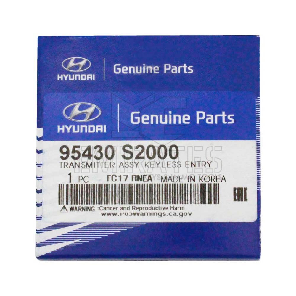 New Hyundai Santa Fe 2019 Genuine/OEM Flip Remote Key 4 Buttons 433MHz Manufacturer Part Number: 95430-S2000 , FCC D: TQ8-RKE-4F39 OEM Box | Emirates Keys