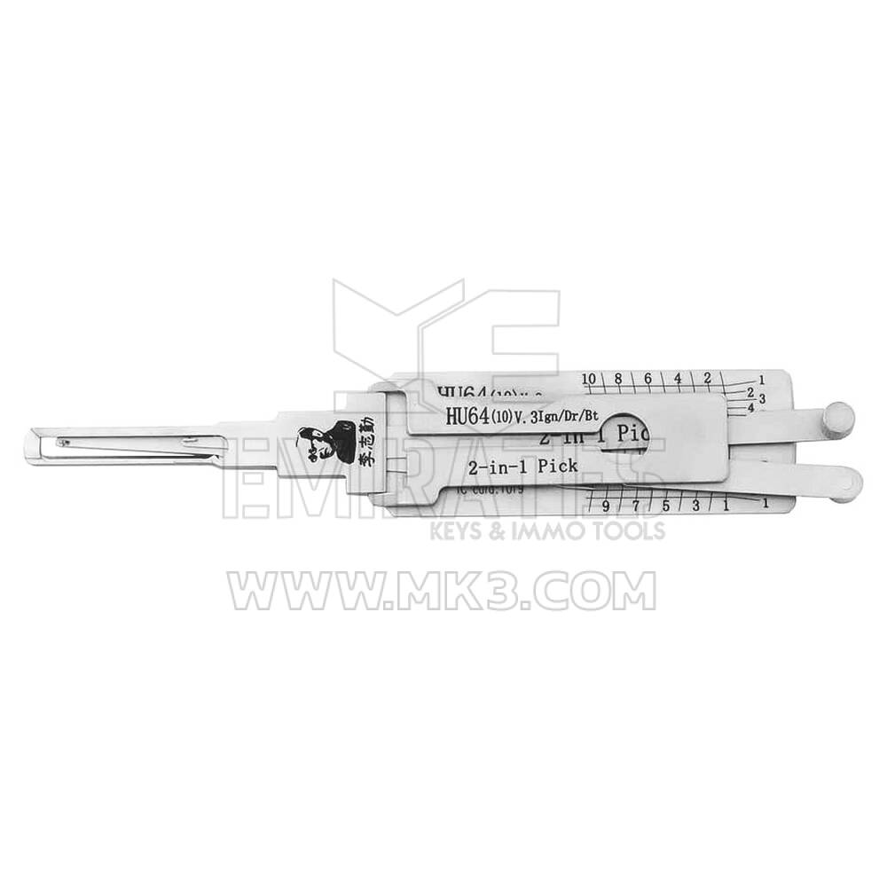 Originale Lishi 2-in-1 Pick Decoder Tool Hu64 (10) v.3 per Mercedes Twin Lifters Accensione Tipo antiriflesso