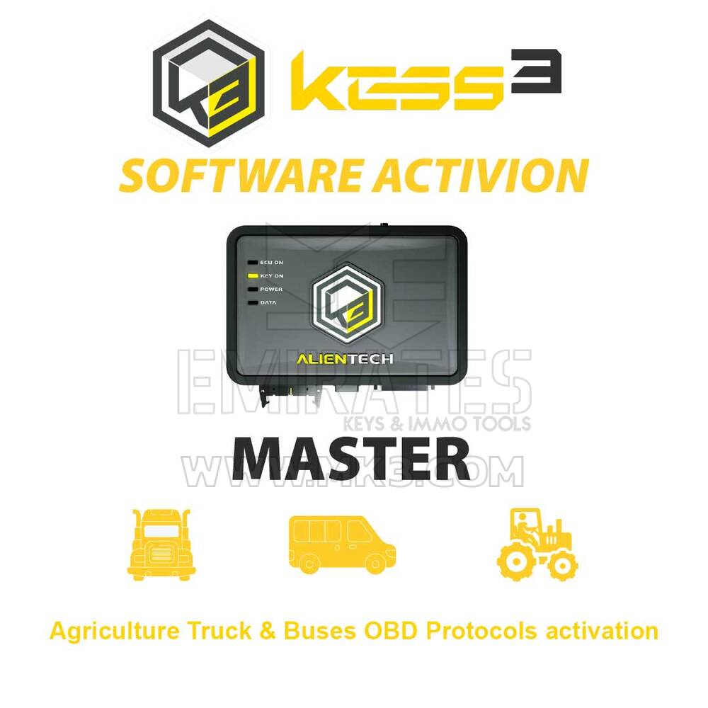 Alientech KESS3MA003 KESS3 Master Tarım Kamyon ve Otobüsleri OBD Protokolleri aktivasyonu