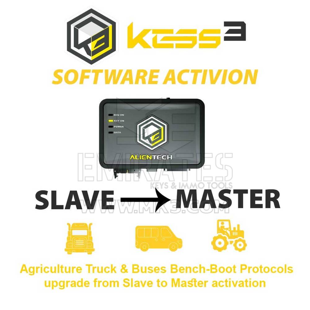 Alientech KESS3SU007 KESS3 Slave Agriculture Truck & Buses Bench-Boot Protocols upgrade from Slave to Master activation
