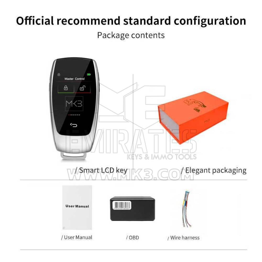 شاشة LCD عالمية بمفتاح دخول بدون مفتاح لسيارة مرسيدس كلاسيك فضية | MK3