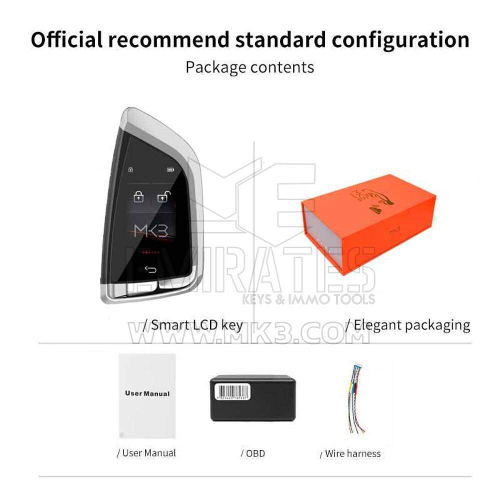 مجموعة مفاتيح LCD عالمية لجميع السيارات بدون مفتاح طراز FEM فضي | MK3