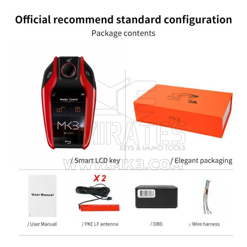 LCD Universal Smart Key PKE Comfort Access System Red | MK3