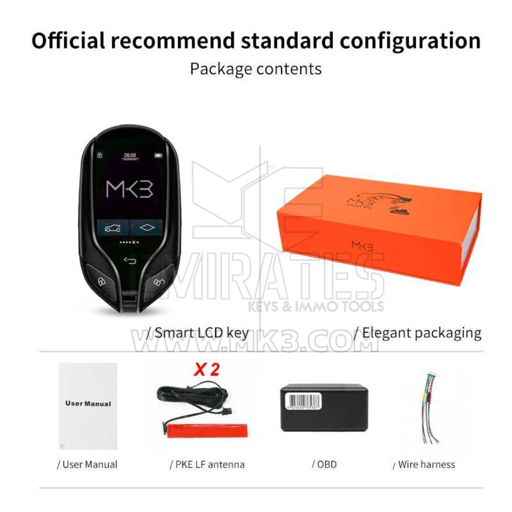نظام مفاتيح LCD عالمي لجميع سيارات مازيراتي بدون مفتاح باللون الأسود | MK3