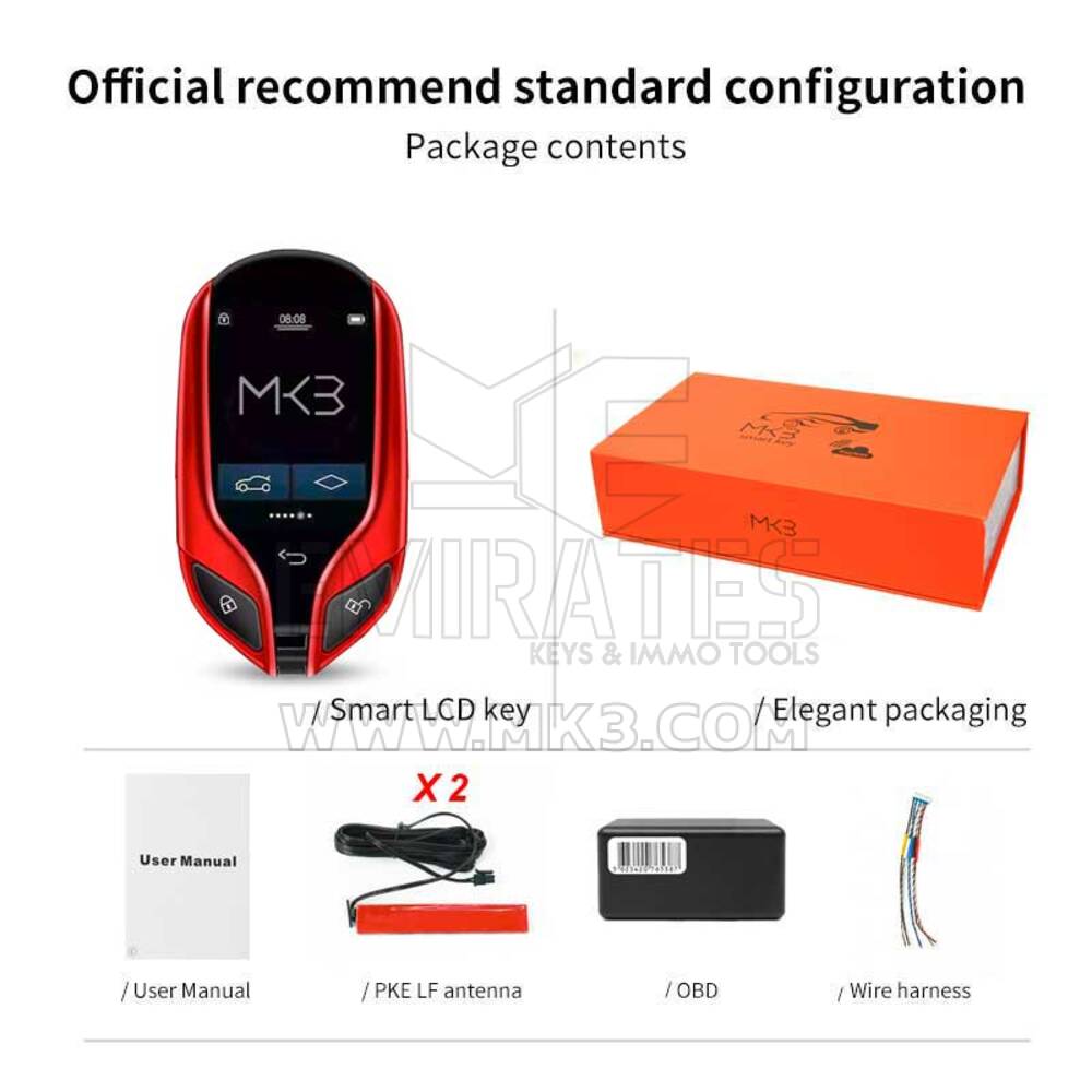 نظام مفتاح عالمي LCD لجميع سيارات مازيراتي بدون مفتاح باللون الأحمر | MK3
