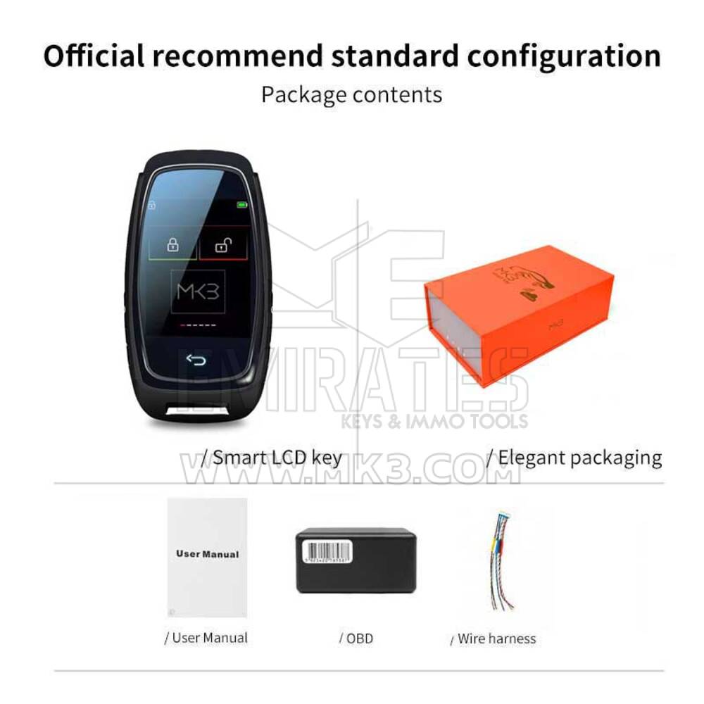 LCD مفتاح السيارة عن بعد العالمي جميع مفاتيح موديلات السيارات باللون الأسود | MK3