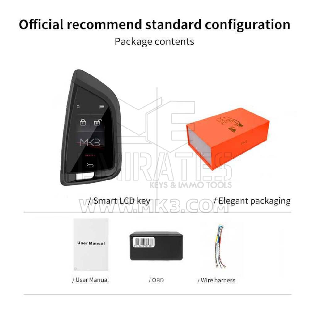 مجموعة مفاتيح LCD عالمية لجميع أنواع السيارات بدون مفتاح طراز FEM باللون الأسود | MK3
