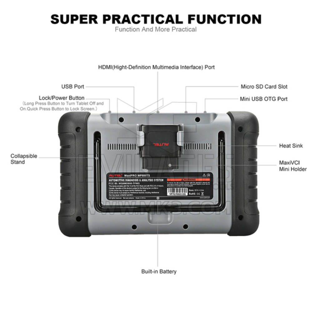 Nuovo Autel MaxiPRO MP808TS OBD2 Strumento di scansione diagnostica per auto TPMS/EPB/BMS/DPF/SAS/TPMS/IMMO Scanner diagnostico automobilistico | Chiavi degli Emirati