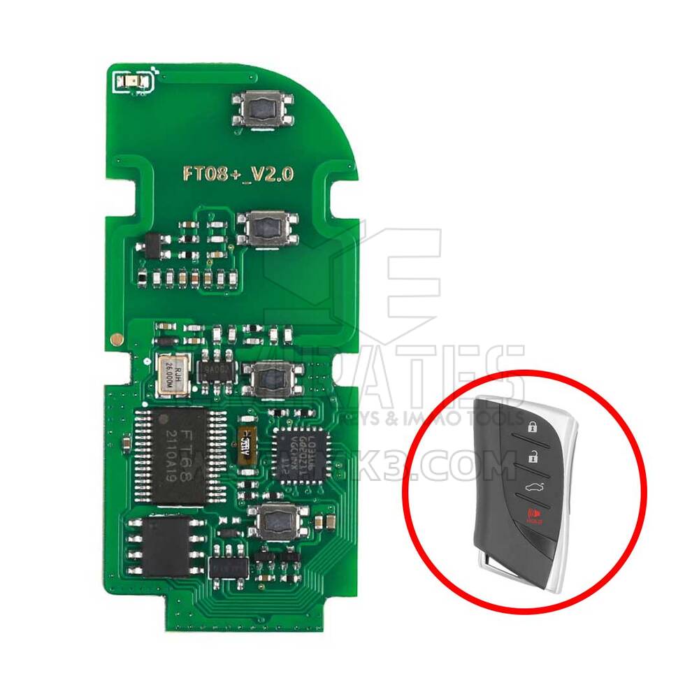 Lonsdor FT08-PH0440B 312/314 MHz Lexus Akıllı Anahtar PCB Frekans Değiştirilebilir