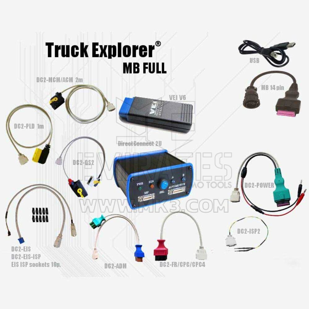 Conjunto completo de funciones y hardware para camiones con motores Mercedes. Funciona con camiones/autobuses/tractores Mercedes, KAMAZ, MAZ, CLAAS, PONSSE, GROOVE.