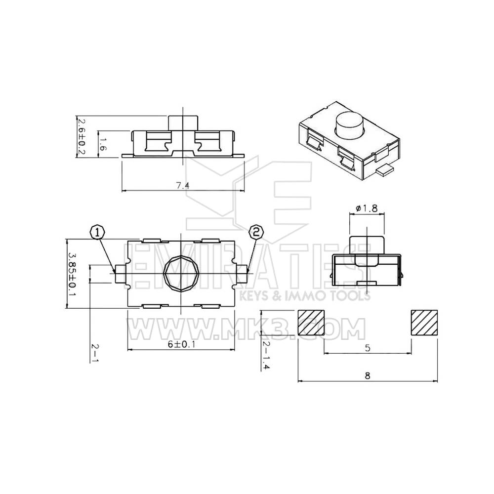 Bouton Interrupteur Tactile Mercedes REN 3.8X6X | MK3