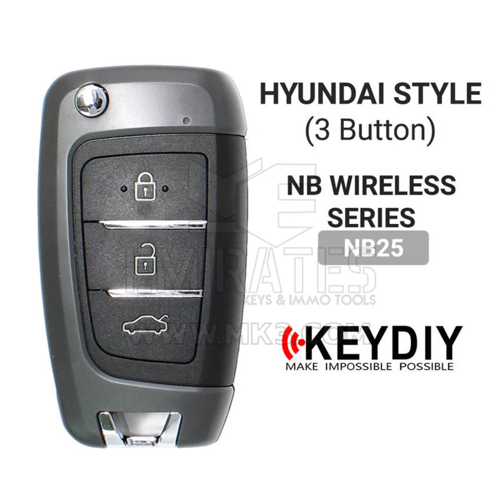 Keydiy KD Universal Flip Remote Key 3 Botões Hyundai Type NB25 PCF Trabalho Com KD900 E KeyDiy KD-X2 Remote Maker and Cloner | Chaves dos Emirados
