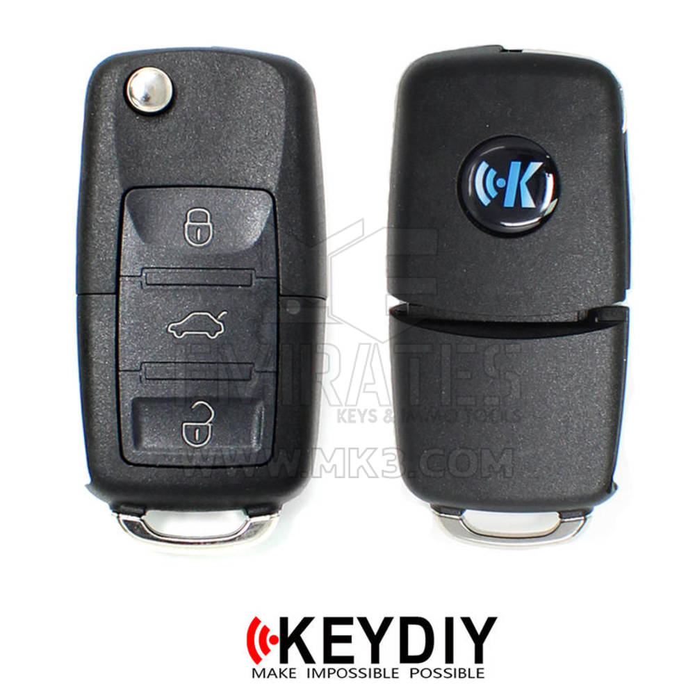 Keydiy KD Universal Flip Remote Key 3 Pulsanti Volkswagen Tipo B01-3 Funziona con KD900 e KeyDiy KD-X2 Remote Maker e Cloner | Chiavi degli Emirati
