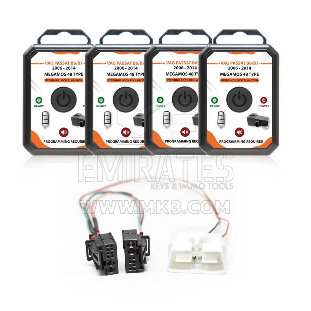 Volkswagen Passat for B6 / B7  MEGAMOS 48 Type Steering Lock Emulator 4 Pcs + Connection Adapter Bundle