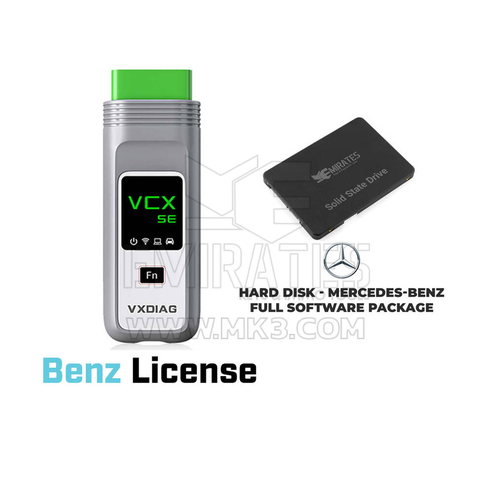 Disco duro SSD: paquete Mercedes, dispositivo VCX SE, licencia y software