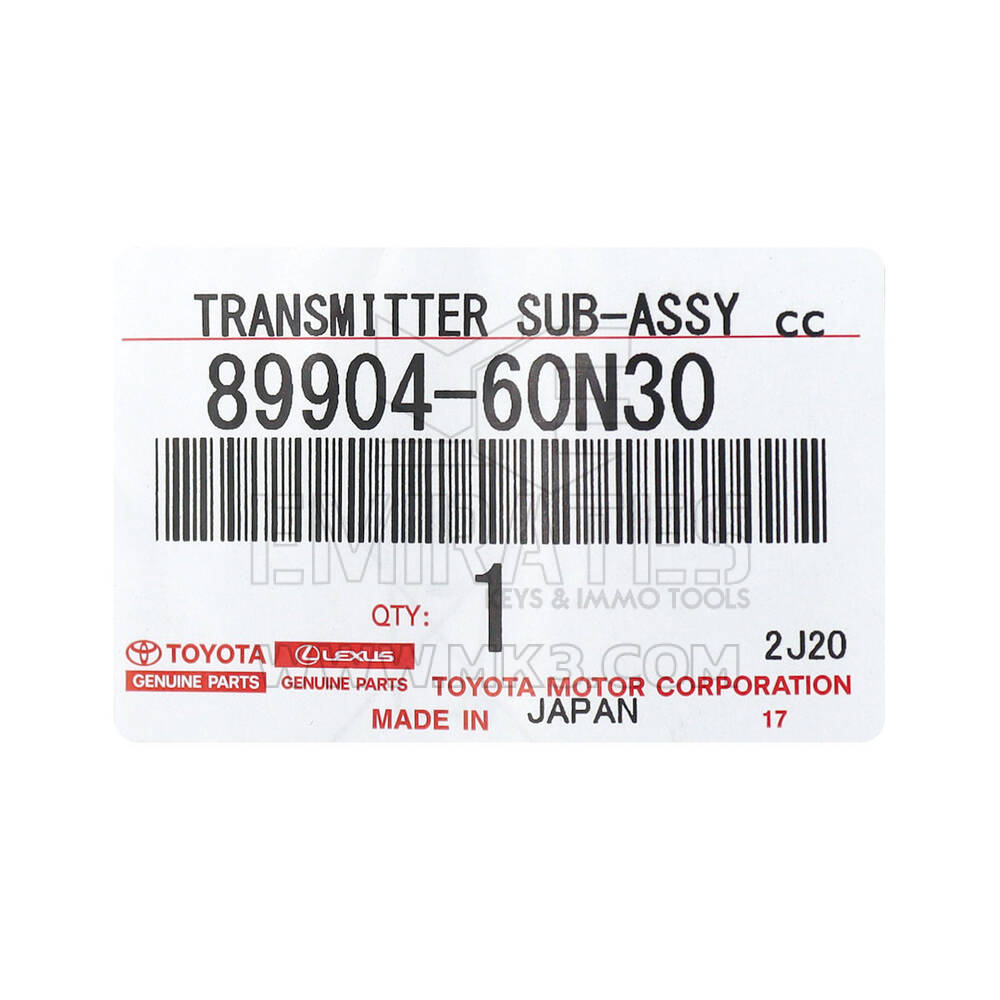 Nuovo Toyota Land Cruiser 2018-2019 Chiave telecomando intelligente originale / OEM 3 pulsanti 433 MHz Numero parte OEM: 89904-60N30 - ID FCC: BJ2EW | 