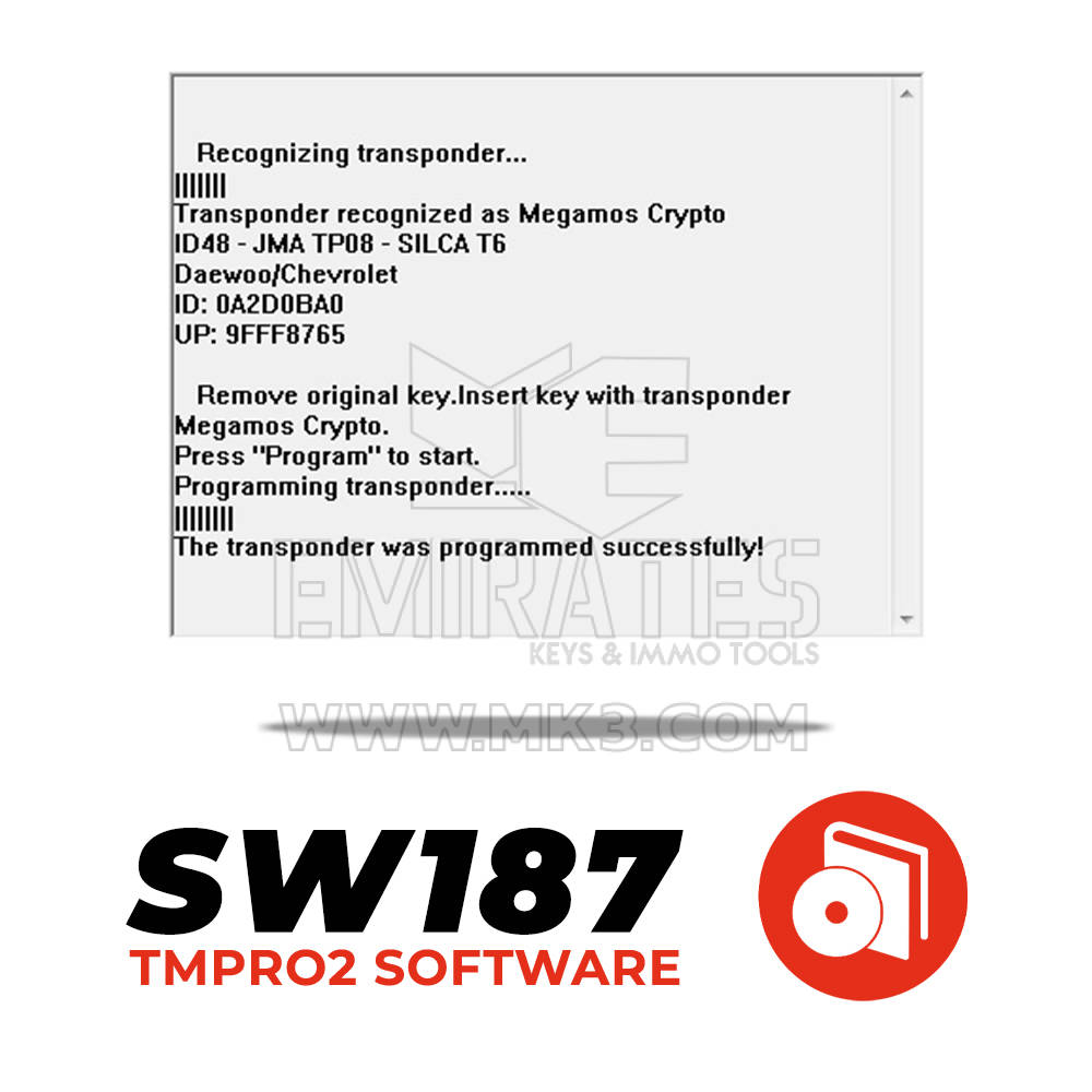 Tmpro SW 187 - Key copier onto TS48 / CN6 / KD48 transponde