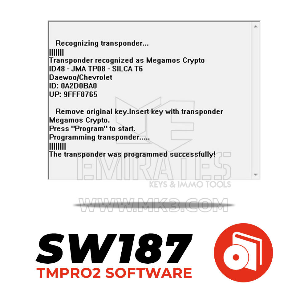 Tmpro SW 187 - Copiador de llaves en transpondedor TS48 / CN6 / KD48