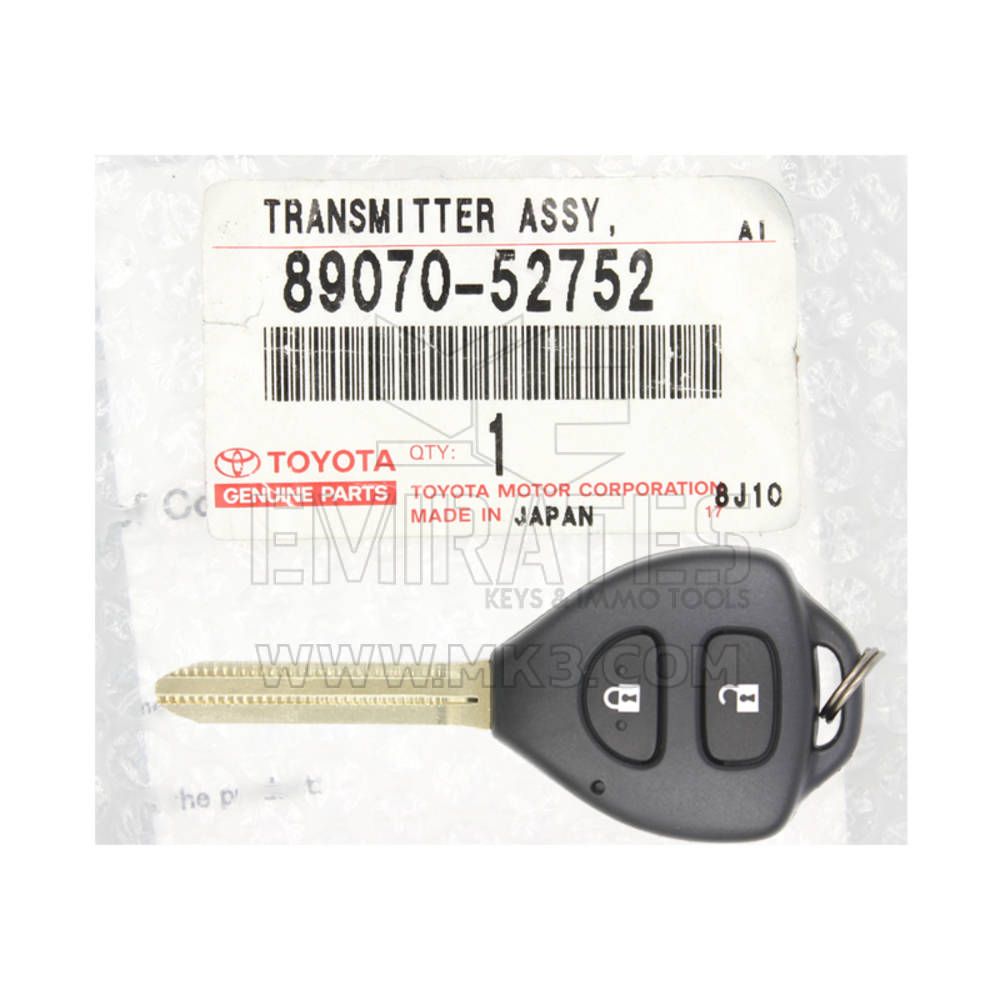 Yepyeni Toyota Yaris 2006 Orijinal/OEM Uzaktan 2 Düğme 433MHz 4D Çip 89070-52752 8907052752 | Emirates Anahtarları