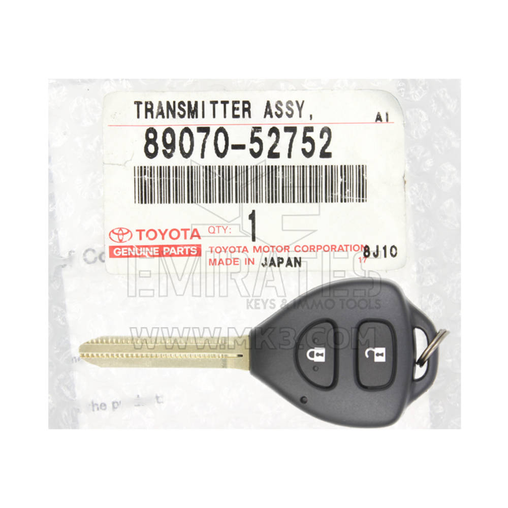 Marque Nouvelle Toyota Yaris 2006 Véritable/OEM Télécommande 2 Boutons 433MHz 4D Puce 89070-52752 8907052752 | Clés Emirates