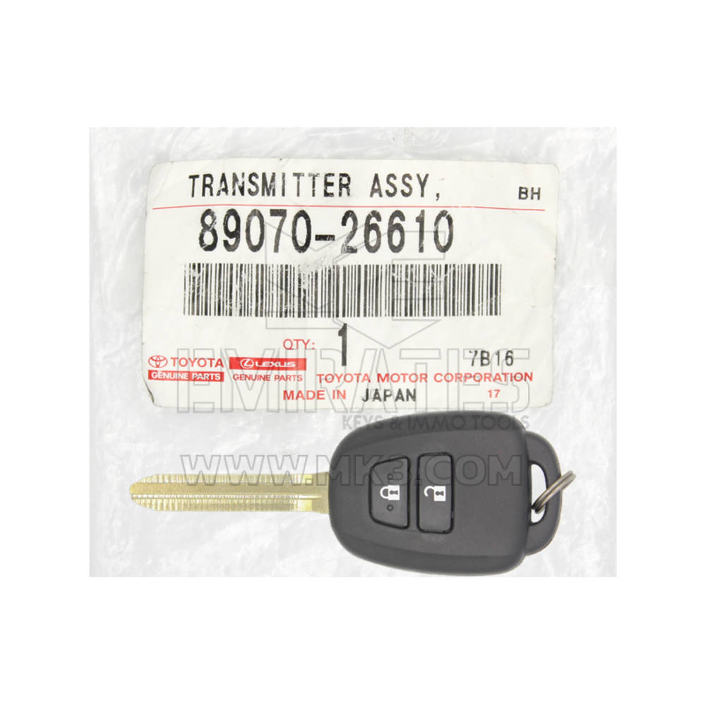 Marca NUEVA Toyota Hiace 2013-2019 Genuine/OEM Remote 2 Botones 433MHz Sin Chip 89070-26610 8907026610 / FCCID: 12BDS | Claves de los Emiratos